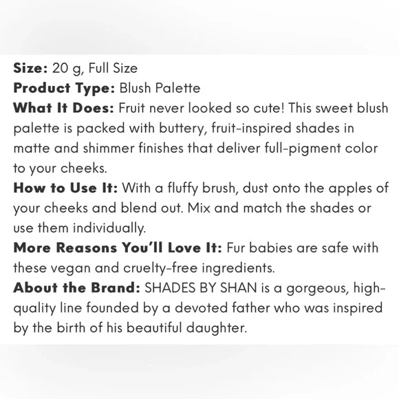 Shades by Shan Blush Palette in Plum, Apricot, Raspberry, and Peach - Picture 2 of 8